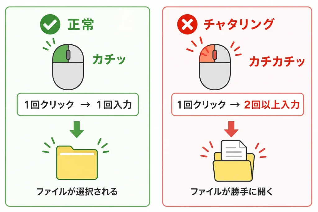 正常なクリックとチャタリングの違いの画像