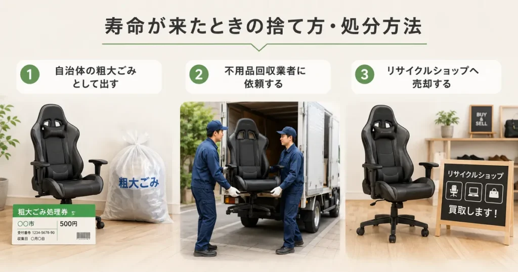 粗大ごみ・回収業者・リサイクルショップの処分方法と捨て方を表した画像