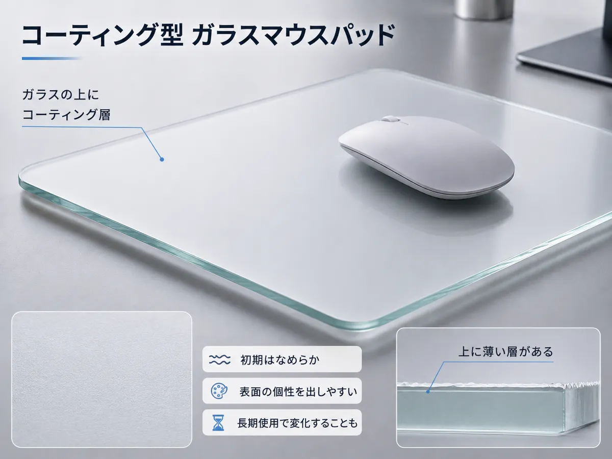 コーティング型のガラスマウスパッド解説画像
